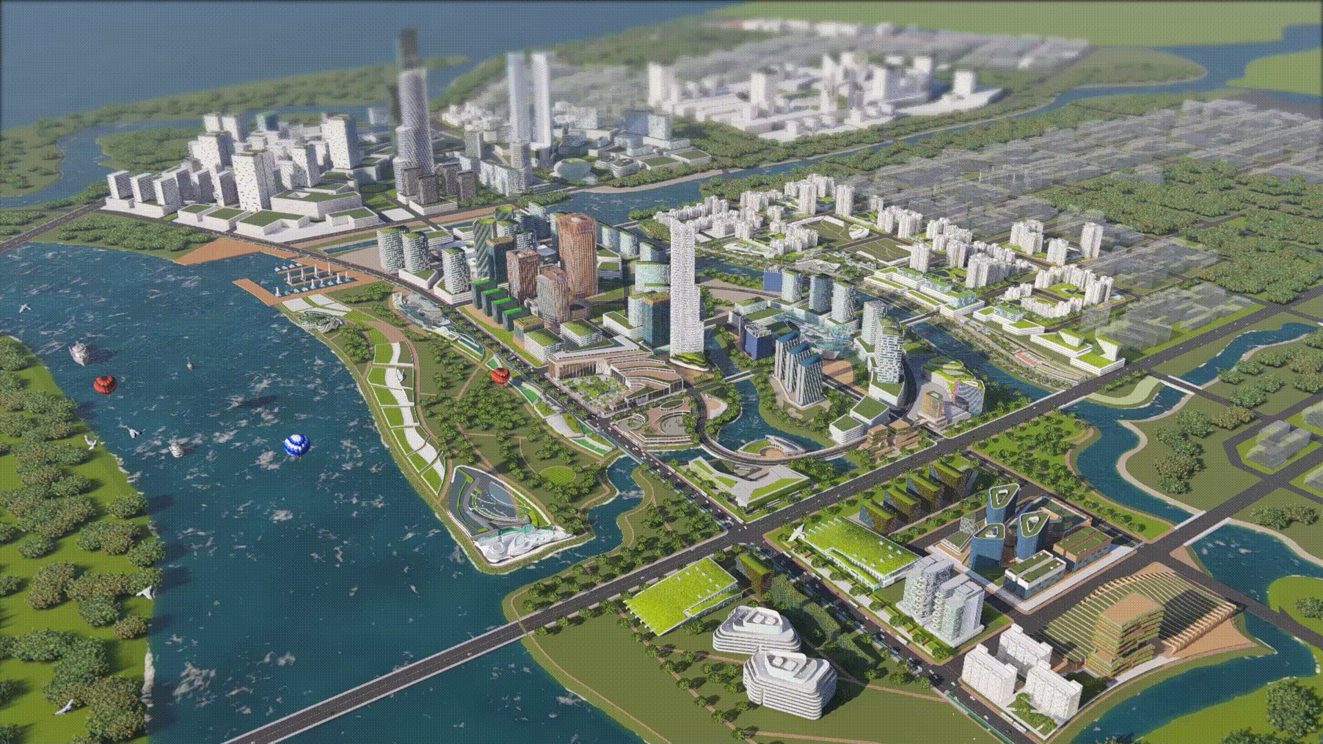 digital rendering of high-rise property in city 